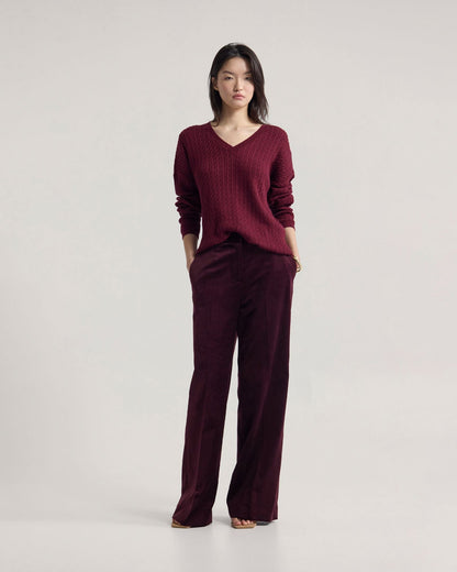 Drew Cable V-Neck Knit