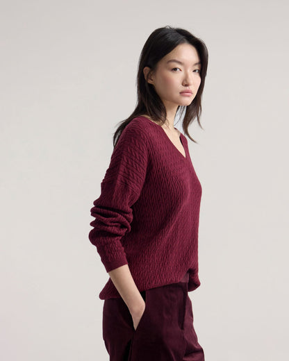 Drew Cable V-Neck Knit