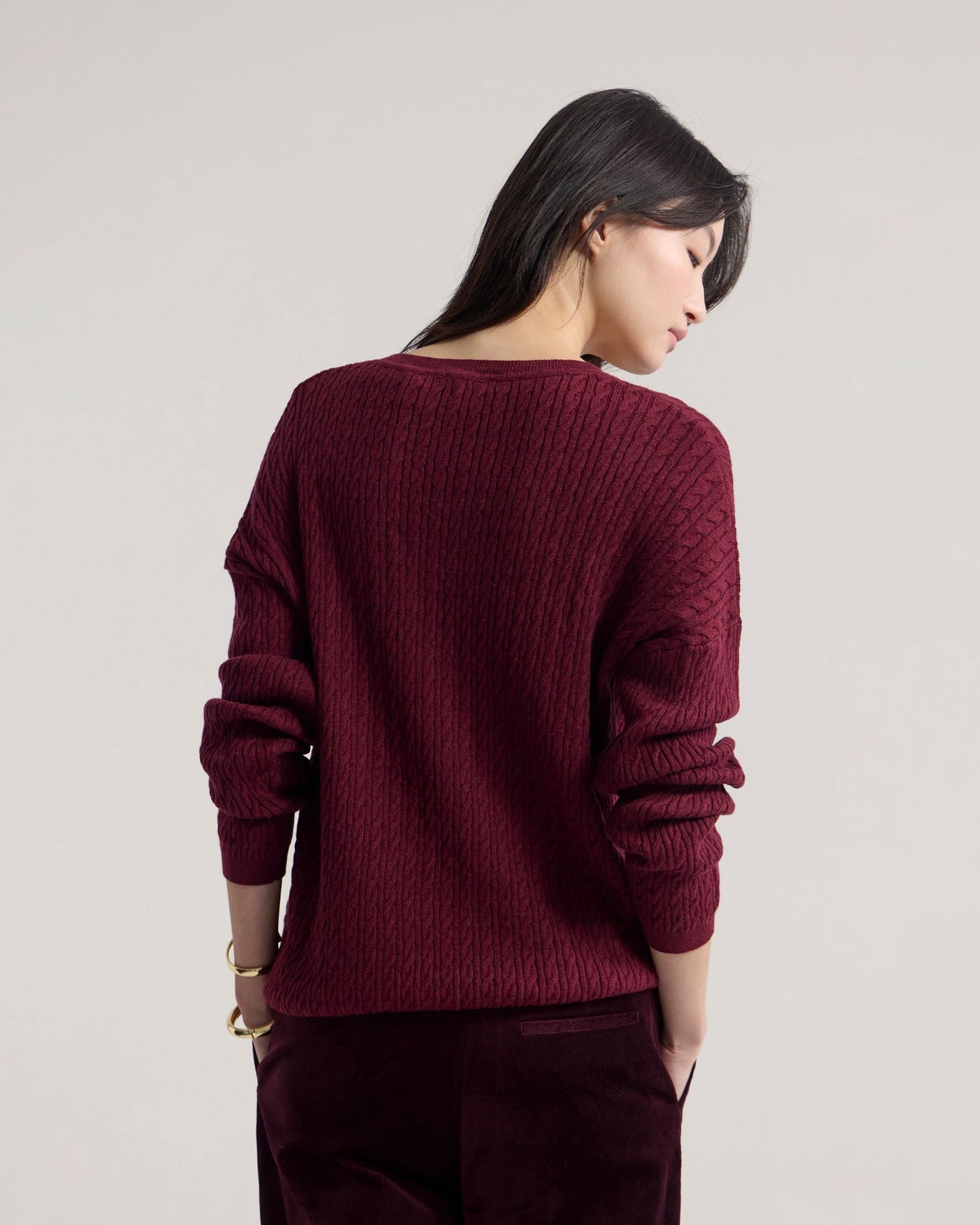 Drew Cable V-Neck Knit