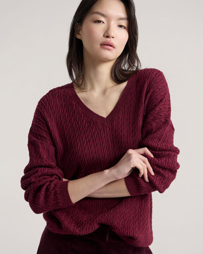 Drew Cable V-Neck Knit