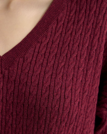 Drew Cable V-Neck Knit