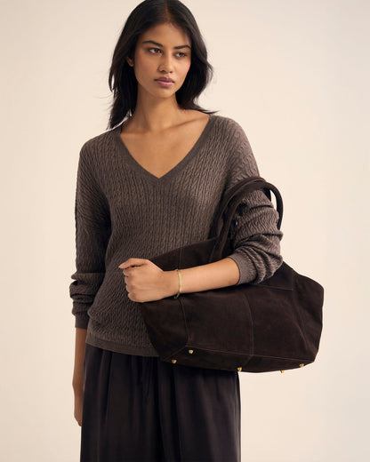 Drew Cable V-Neck Knit