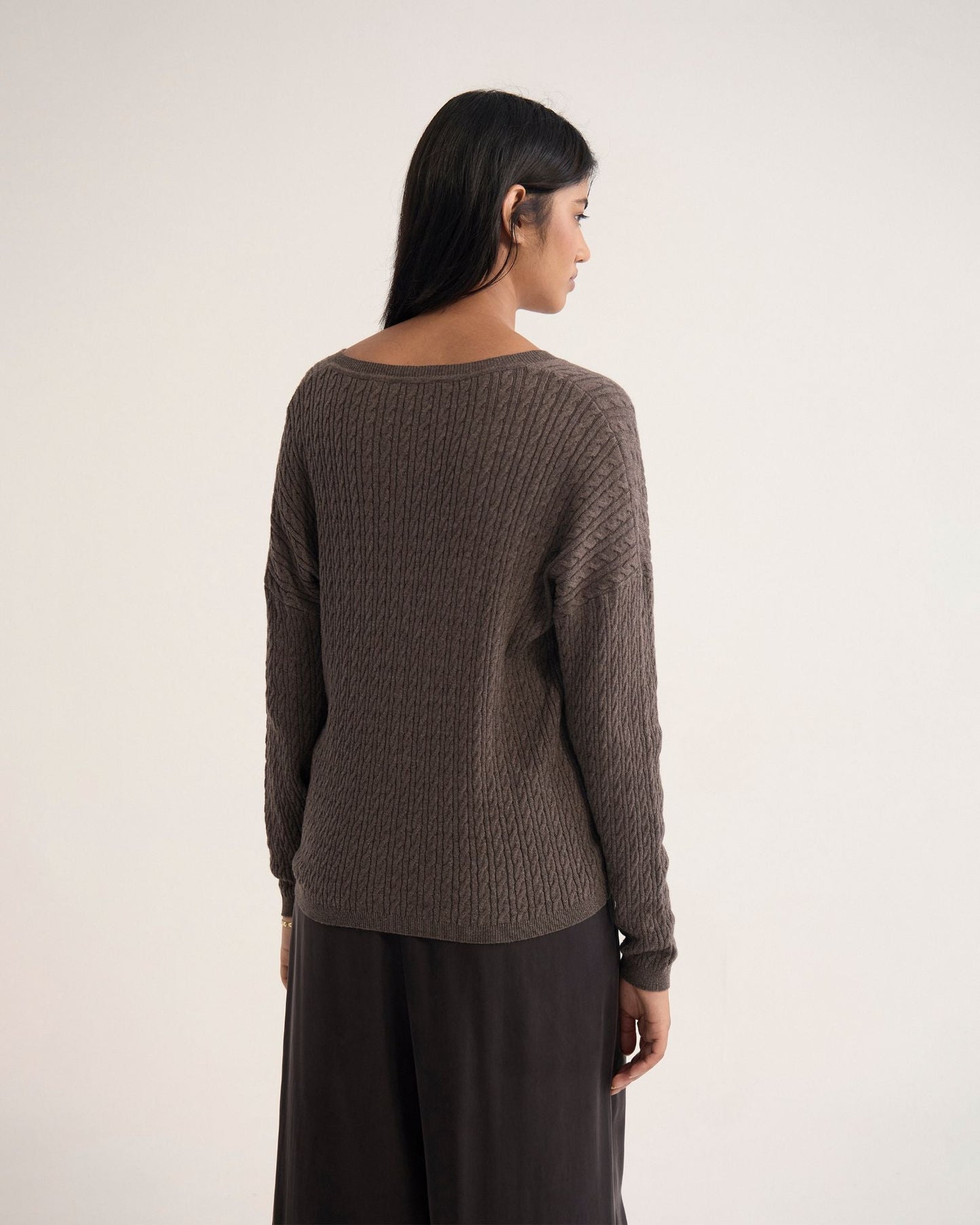 Drew Cable V-Neck Knit