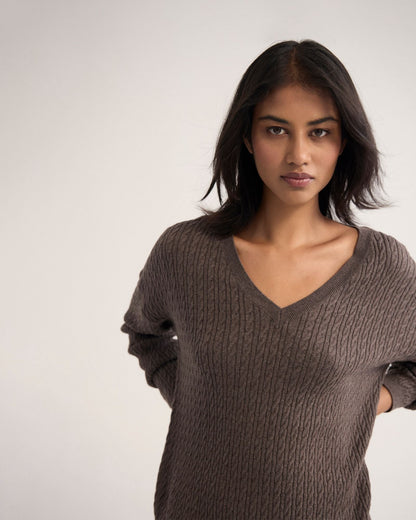 Drew Cable V-Neck Knit