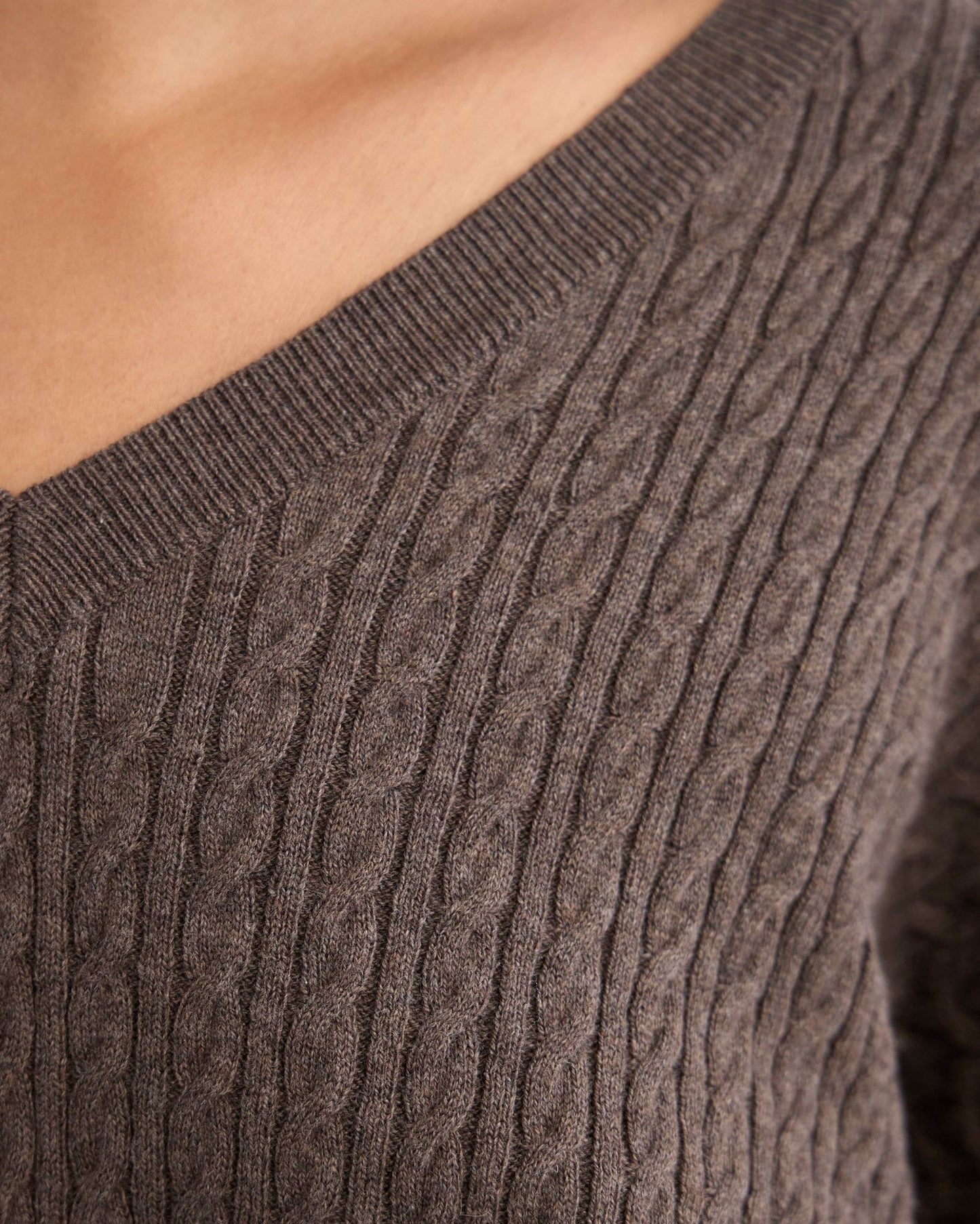 Drew Cable V-Neck Knit