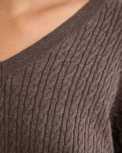 Drew Cable V-Neck Knit