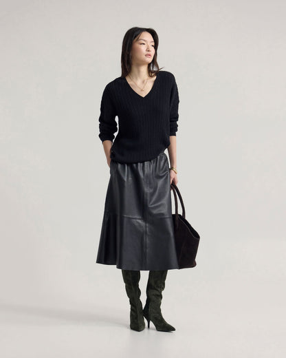 Drew Cable V-Neck Knit