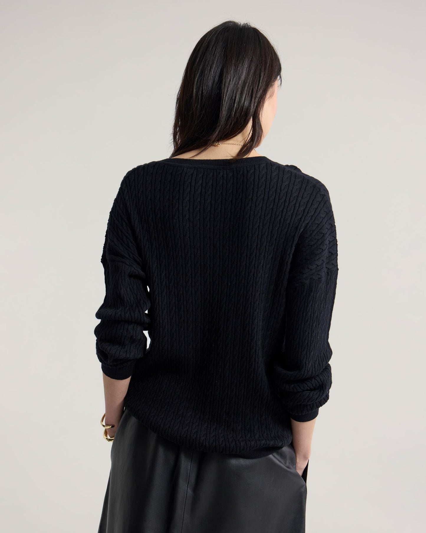 Drew Cable V-Neck Knit