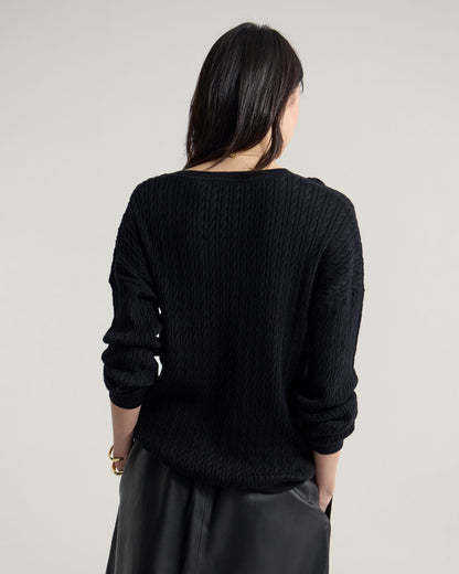 Drew Cable V-Neck Knit
