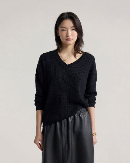 Drew Cable V-Neck Knit