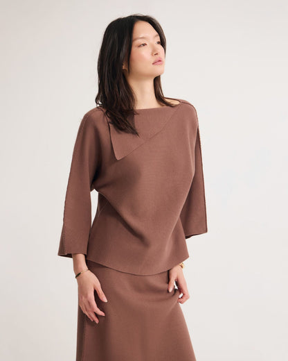 Laura Knitted Folded Collar Top