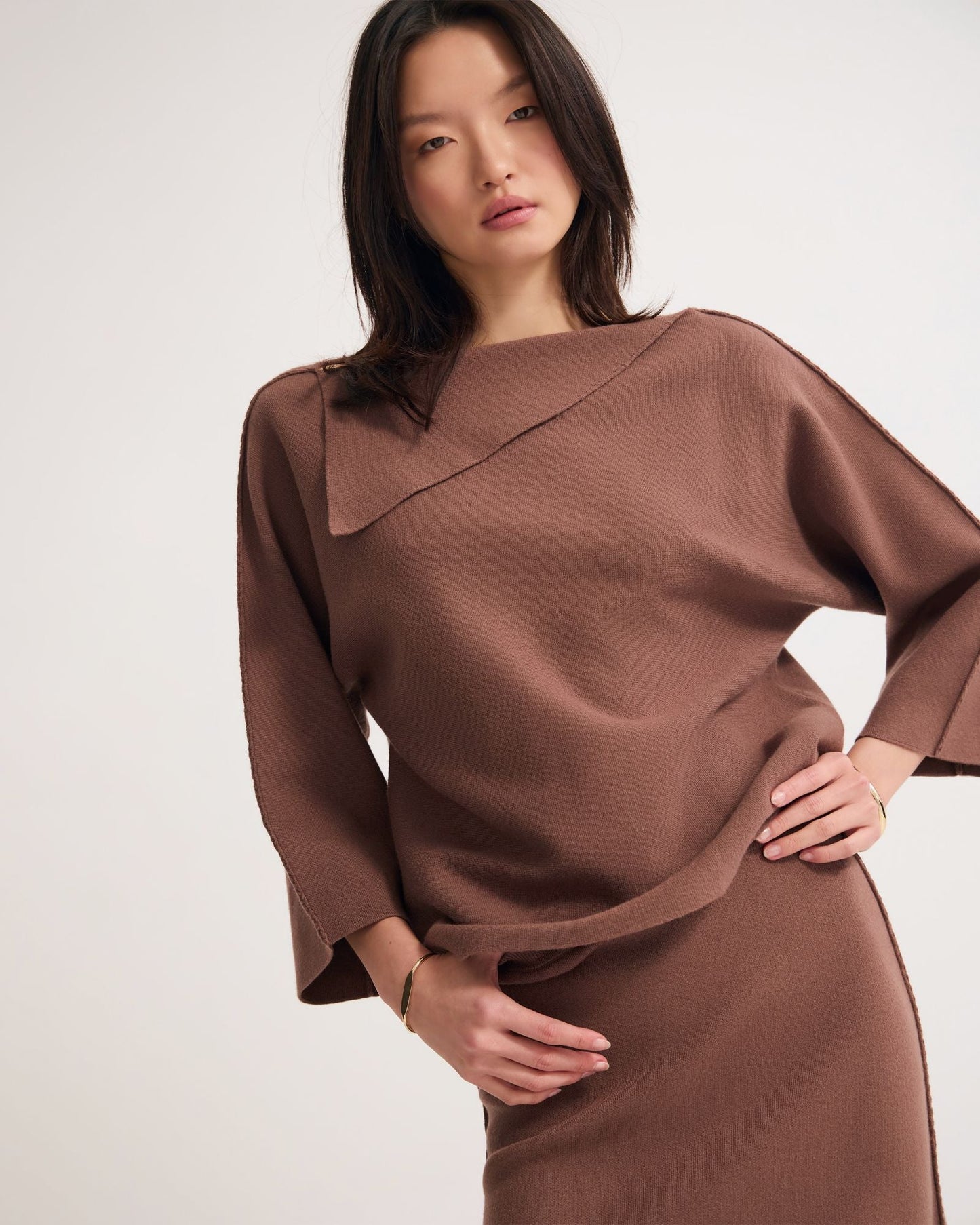 Laura Knitted Folded Collar Top