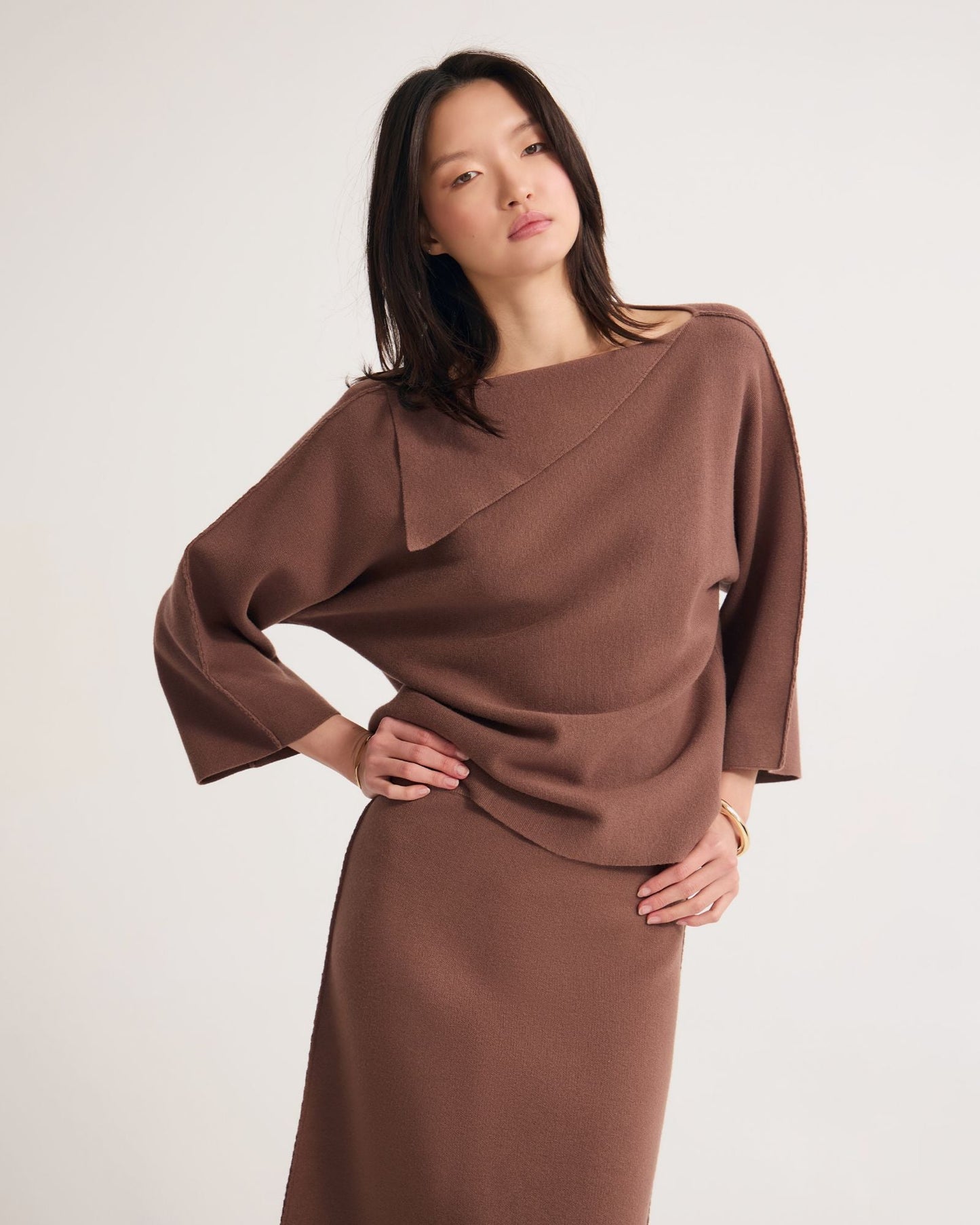 Laura Knitted Folded Collar Top
