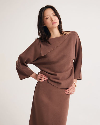 Laura Knitted Folded Collar Top
