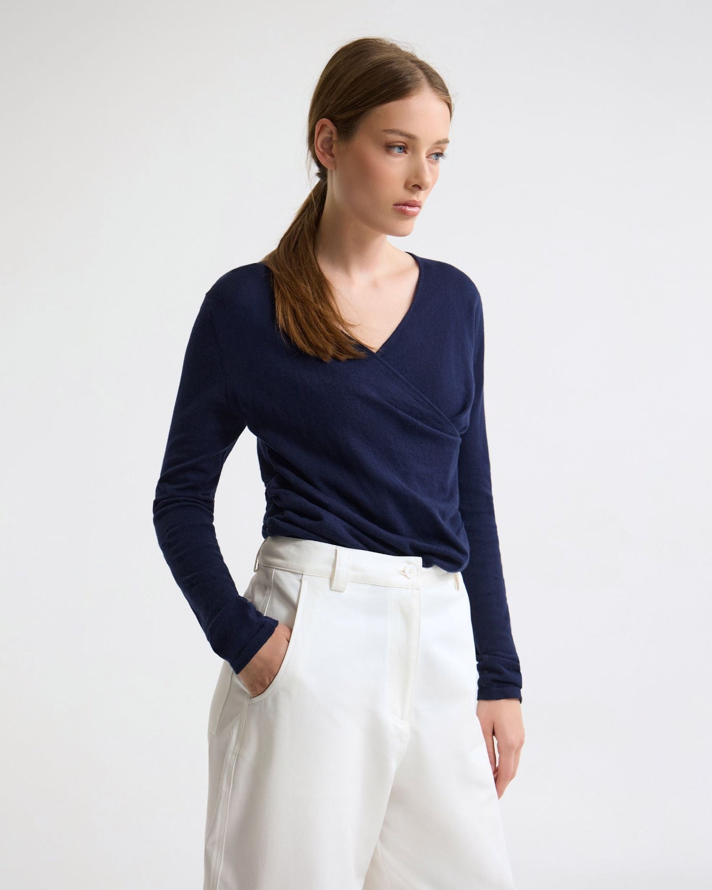 Daria Wrap Front Knitted Top