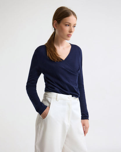 Daria Wrap Front Knitted Top