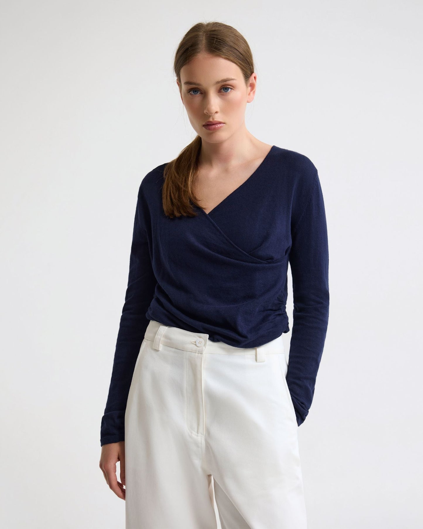 Daria Wrap Front Knitted Top