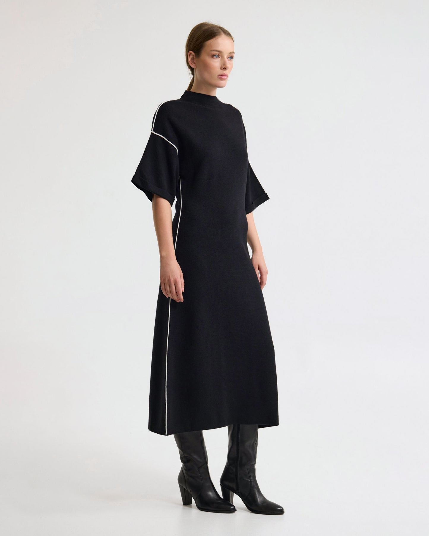 Natalya Knit Contrast Piping Dress