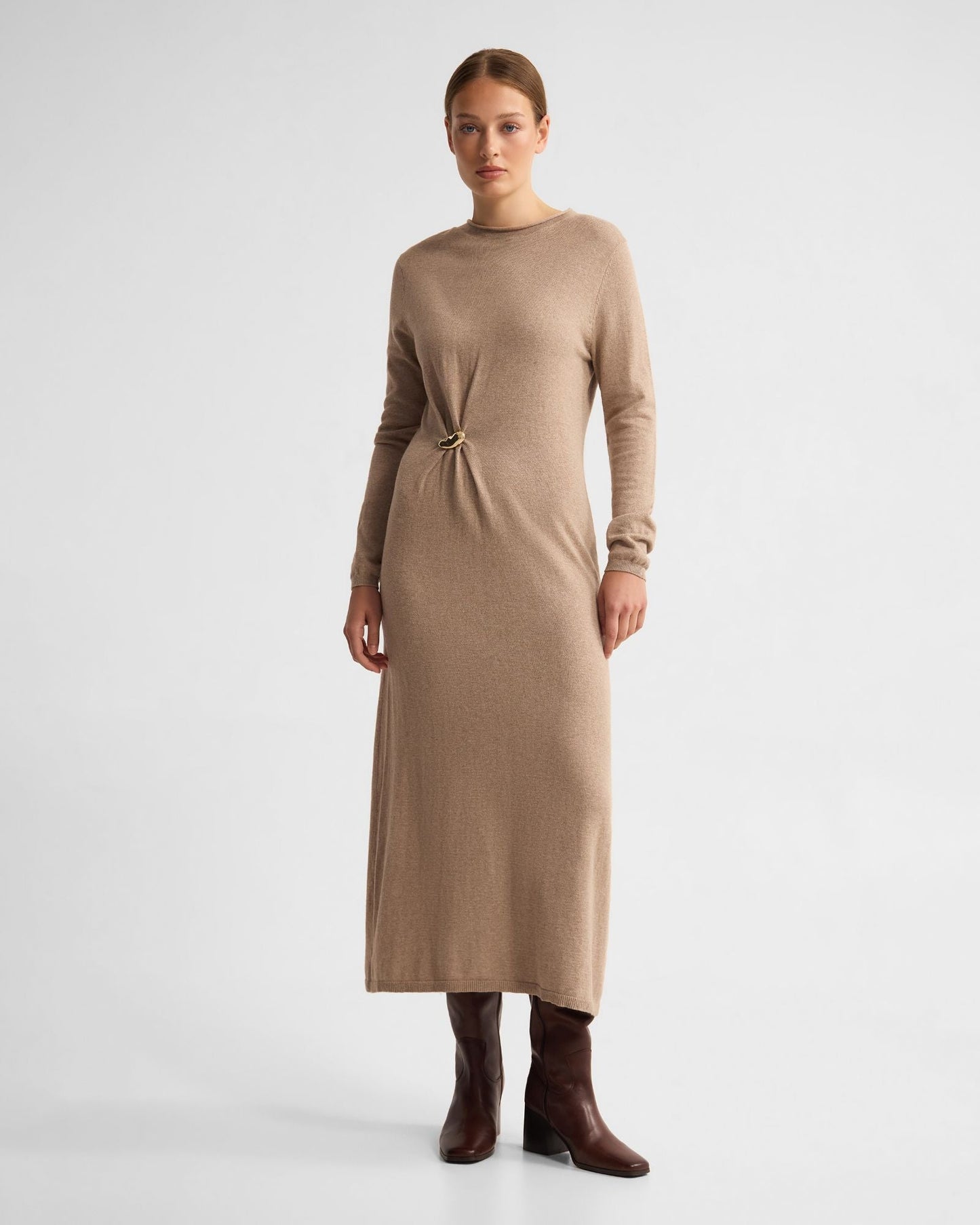 Adelaide Knitted Dress With Brooch