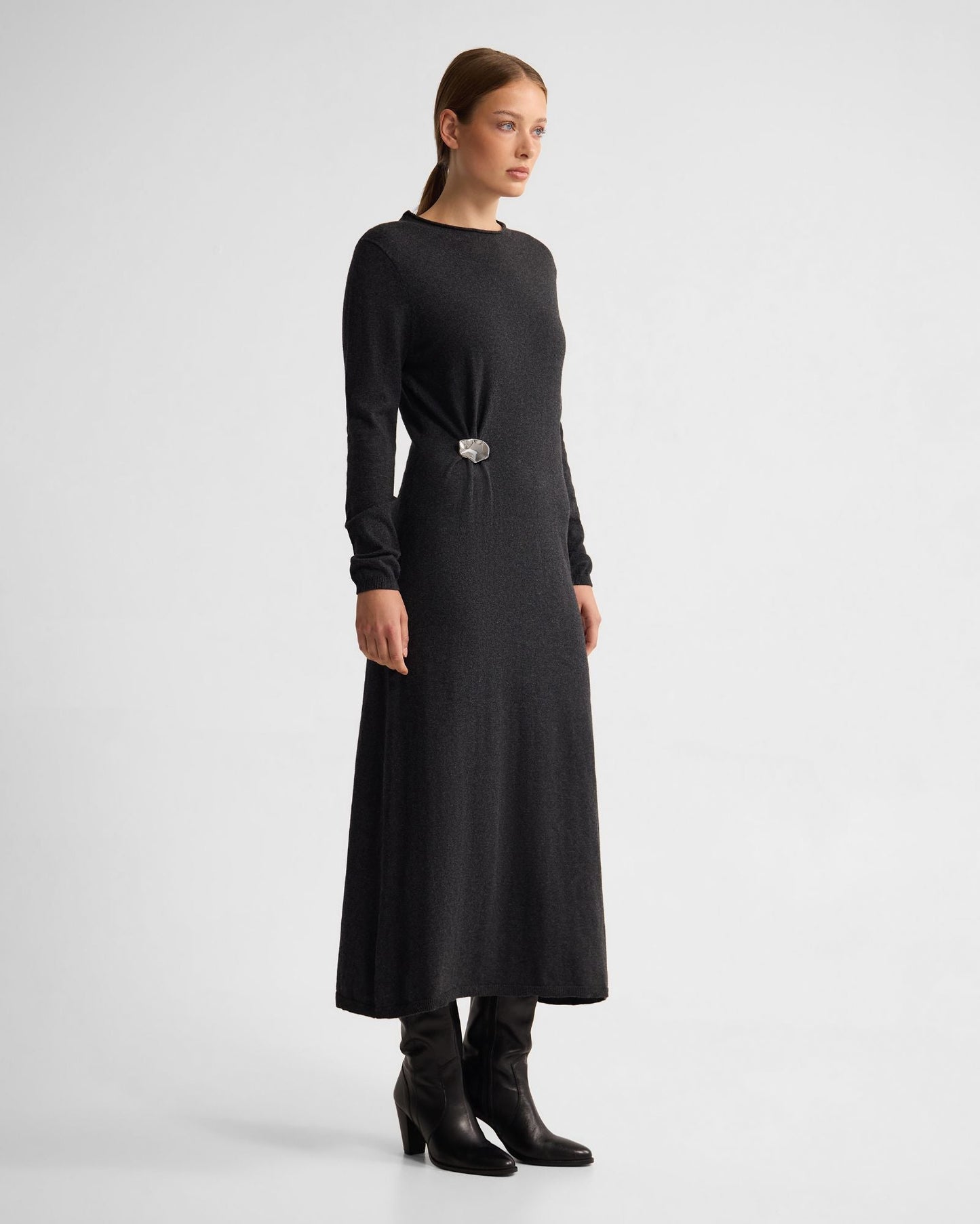 Adelaide Knitted Dress With Brooch