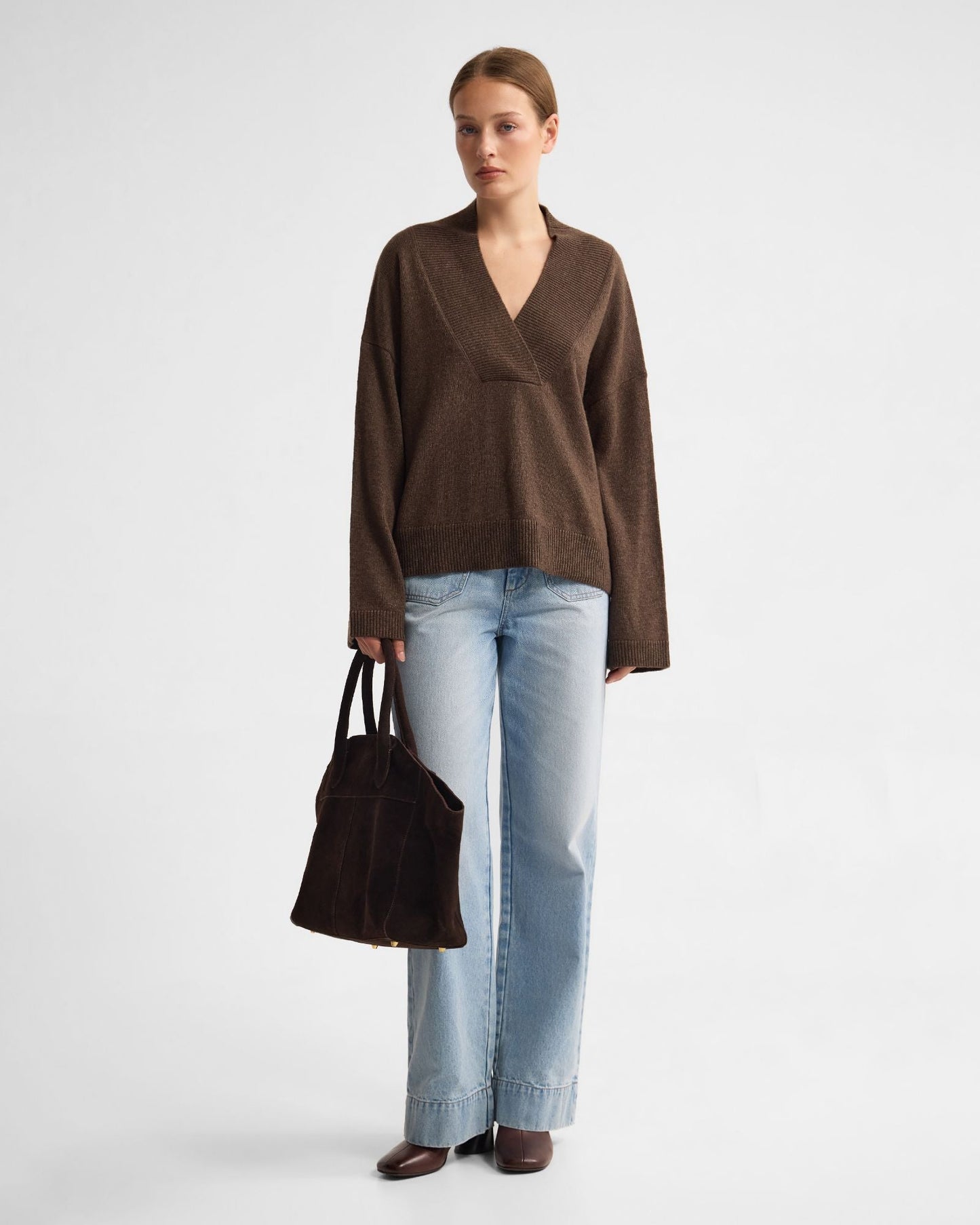 Camille V-Neck Wool Blend Knit