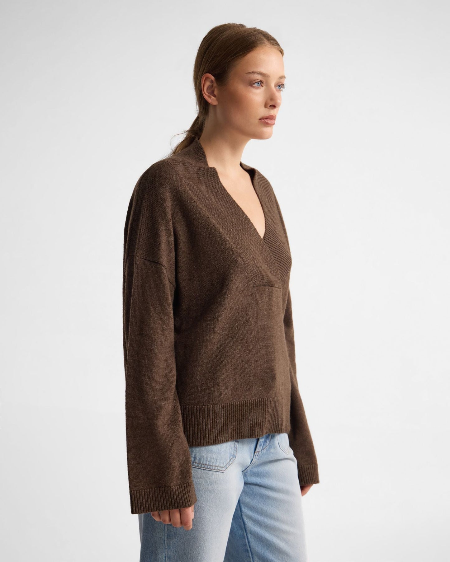 Camille V-Neck Wool Blend Knit