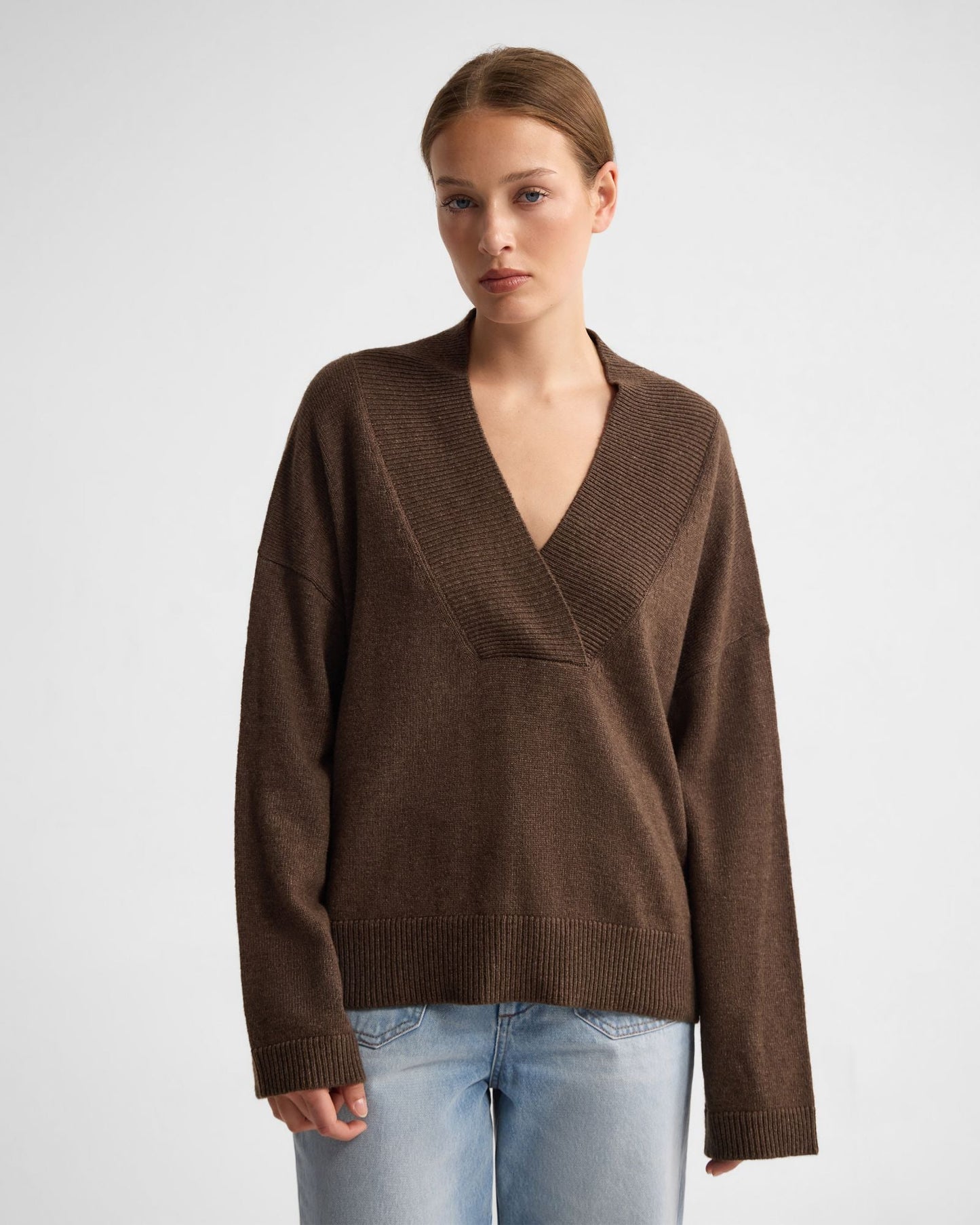 Camille V-Neck Wool Blend Knit