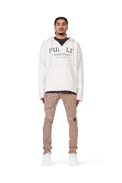 P001 LOW RISE SKINNY PANT - Corduroy Bandana Print Tan