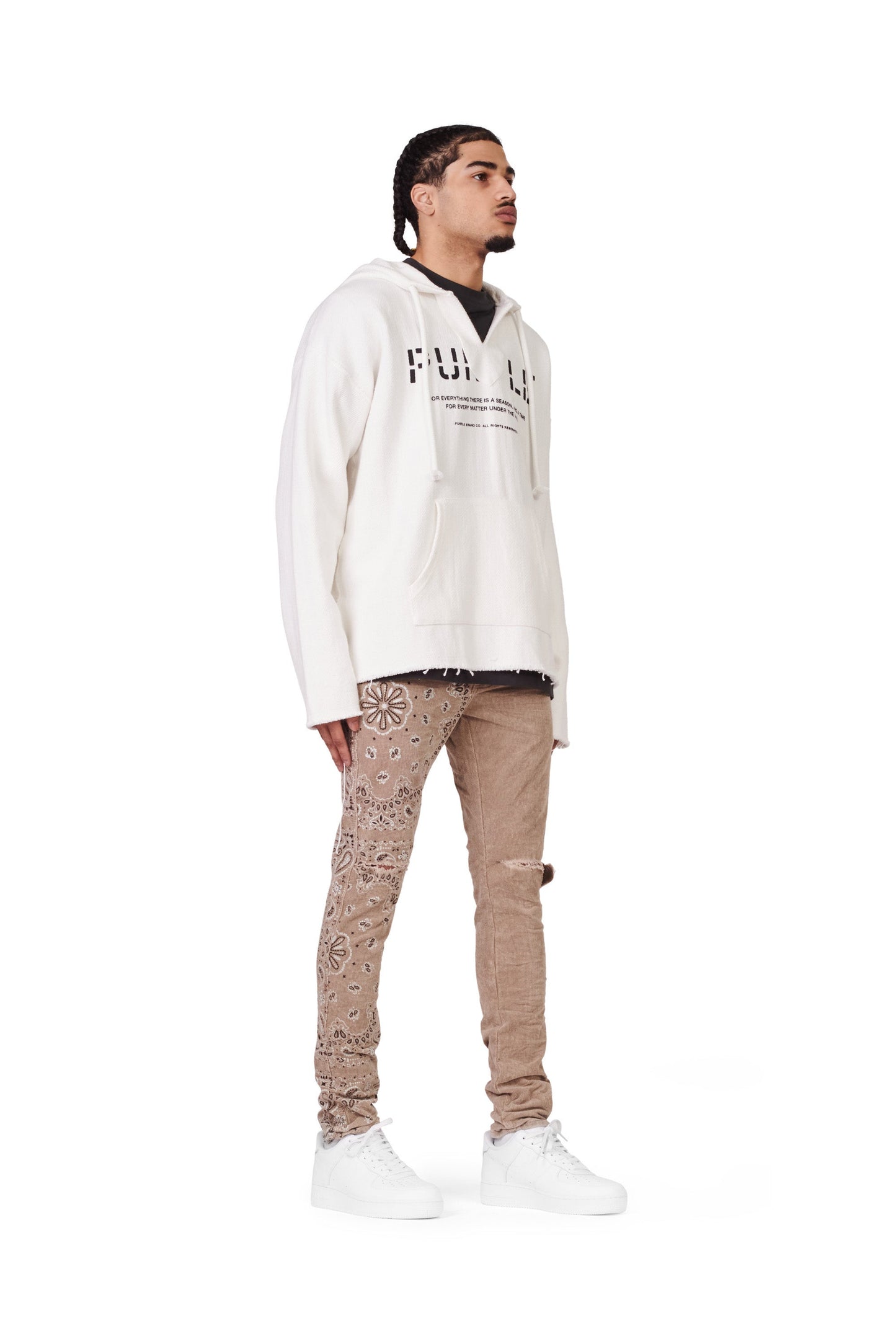 P001 LOW RISE SKINNY PANT - Corduroy Bandana Print Tan