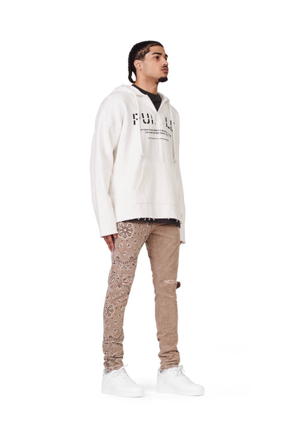 P001 LOW RISE SKINNY PANT - Corduroy Bandana Print Tan