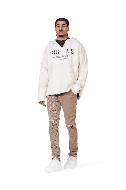 P001 LOW RISE SKINNY PANT - Corduroy Bandana Print Tan