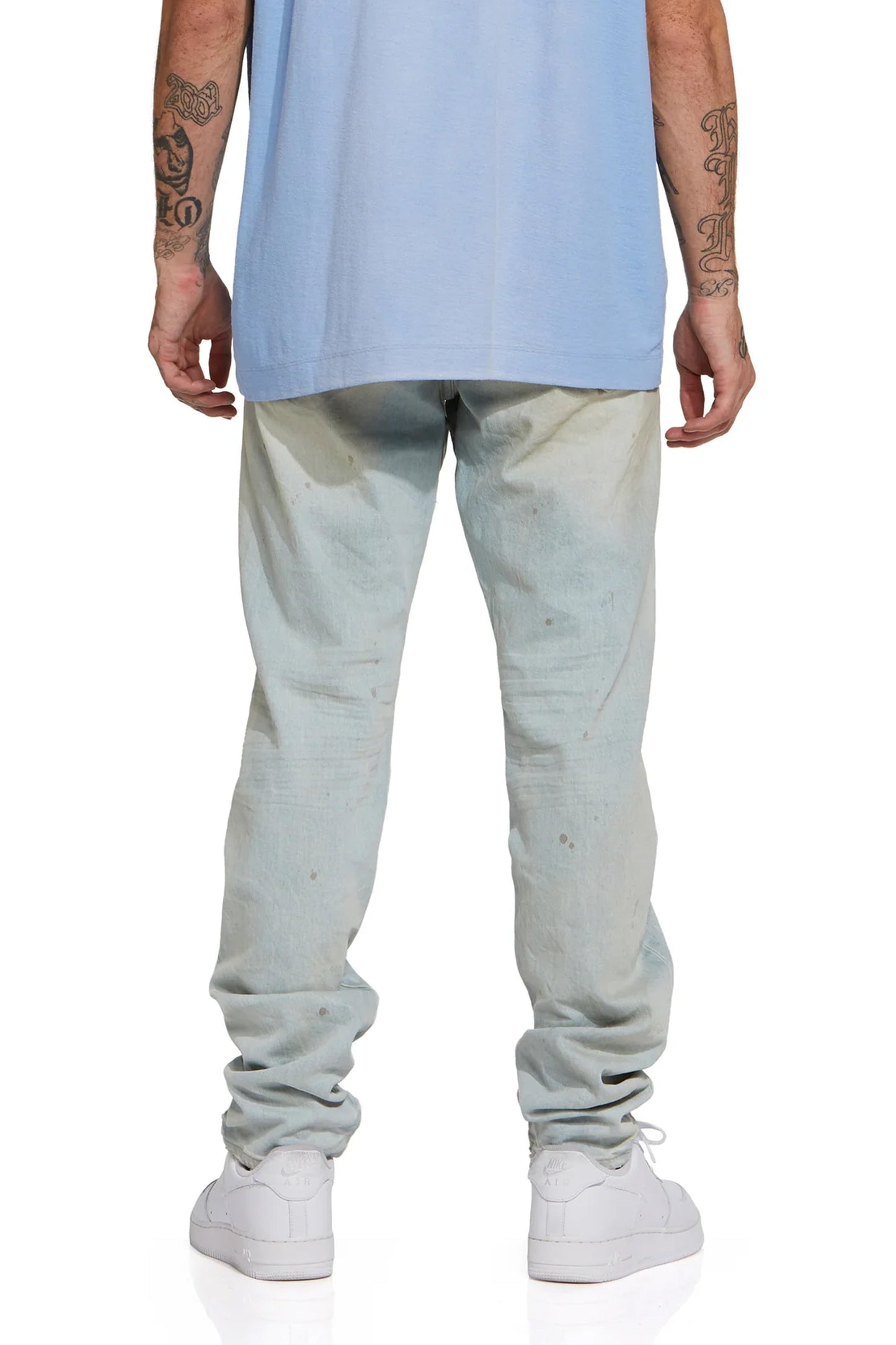 P001 LOW RISE SKINNY JEAN - Light Bleached Indigo w Front Insert