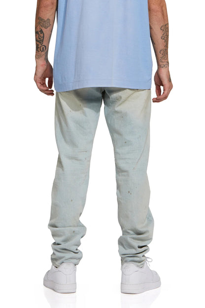 P001 LOW RISE SKINNY JEAN - Light Bleached Indigo w Front Insert