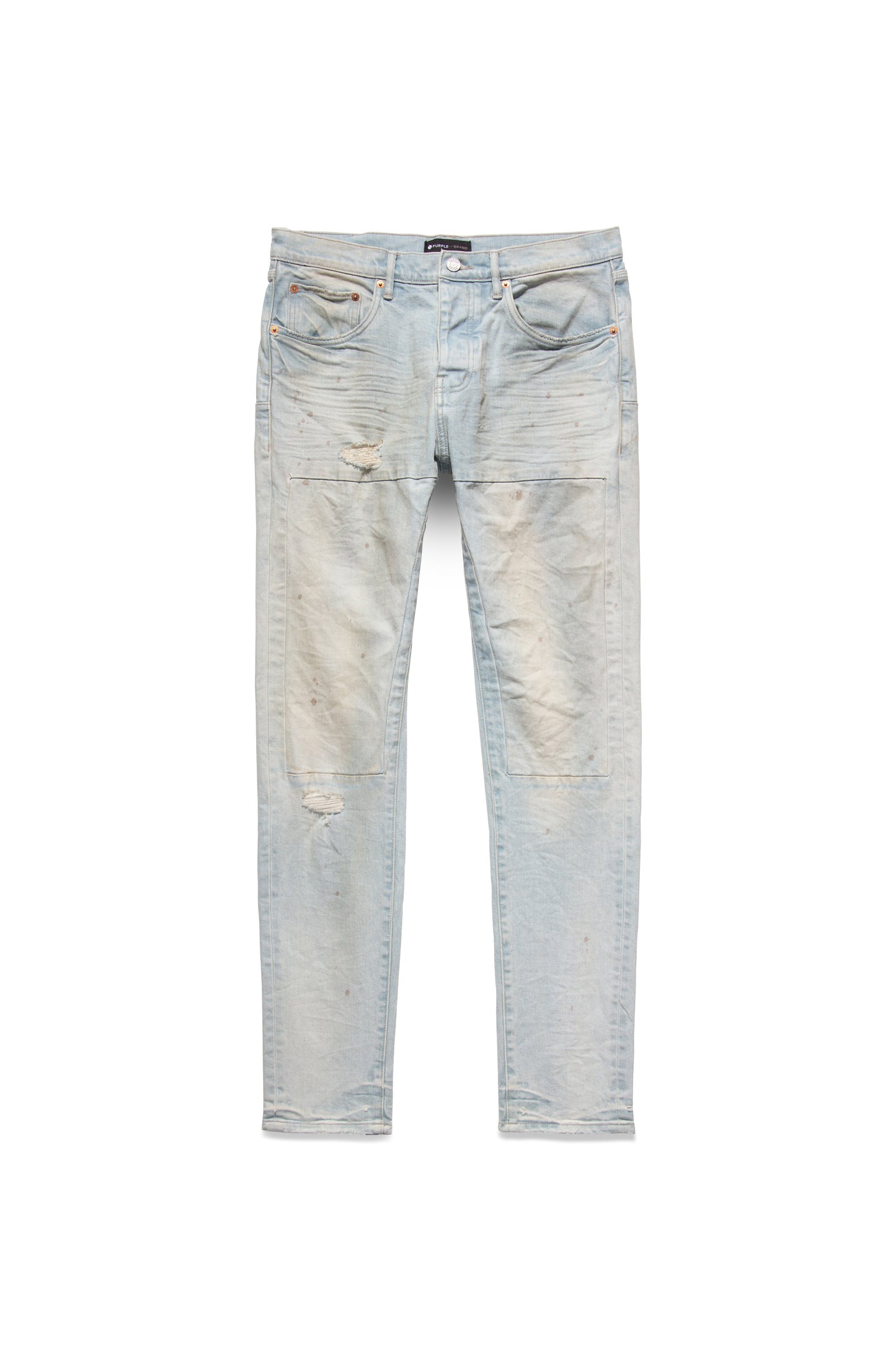 P001 LOW RISE SKINNY JEAN - Light Bleached Indigo w Front Insert