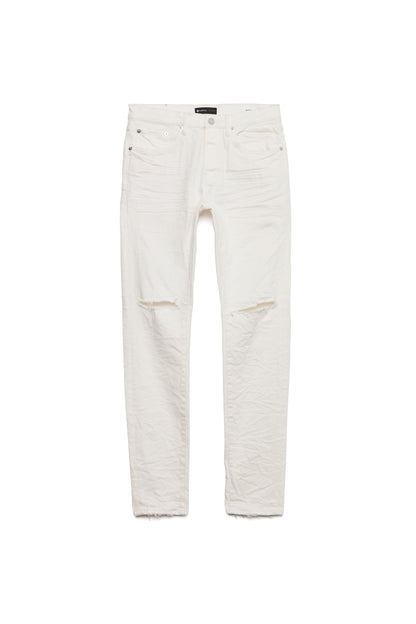 P001 LOW RISE SKINNY JEAN - Optic White Knee Slit