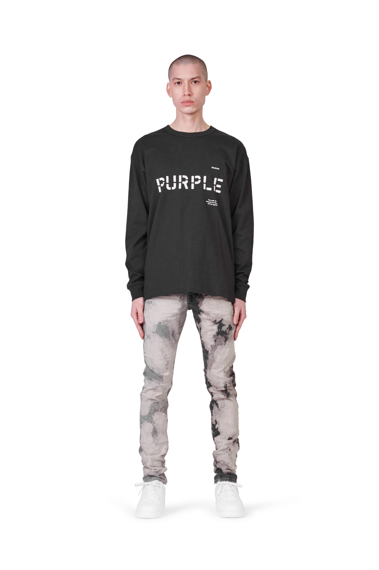 P001 LOW RISE SKINNY JEAN - Two Tone Bleach Grey