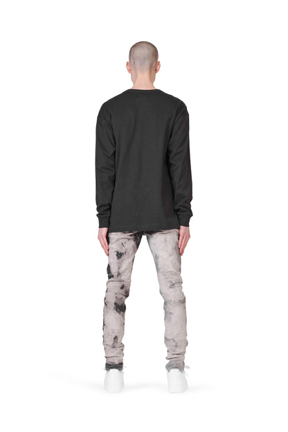 P001 LOW RISE SKINNY JEAN - Two Tone Bleach Grey