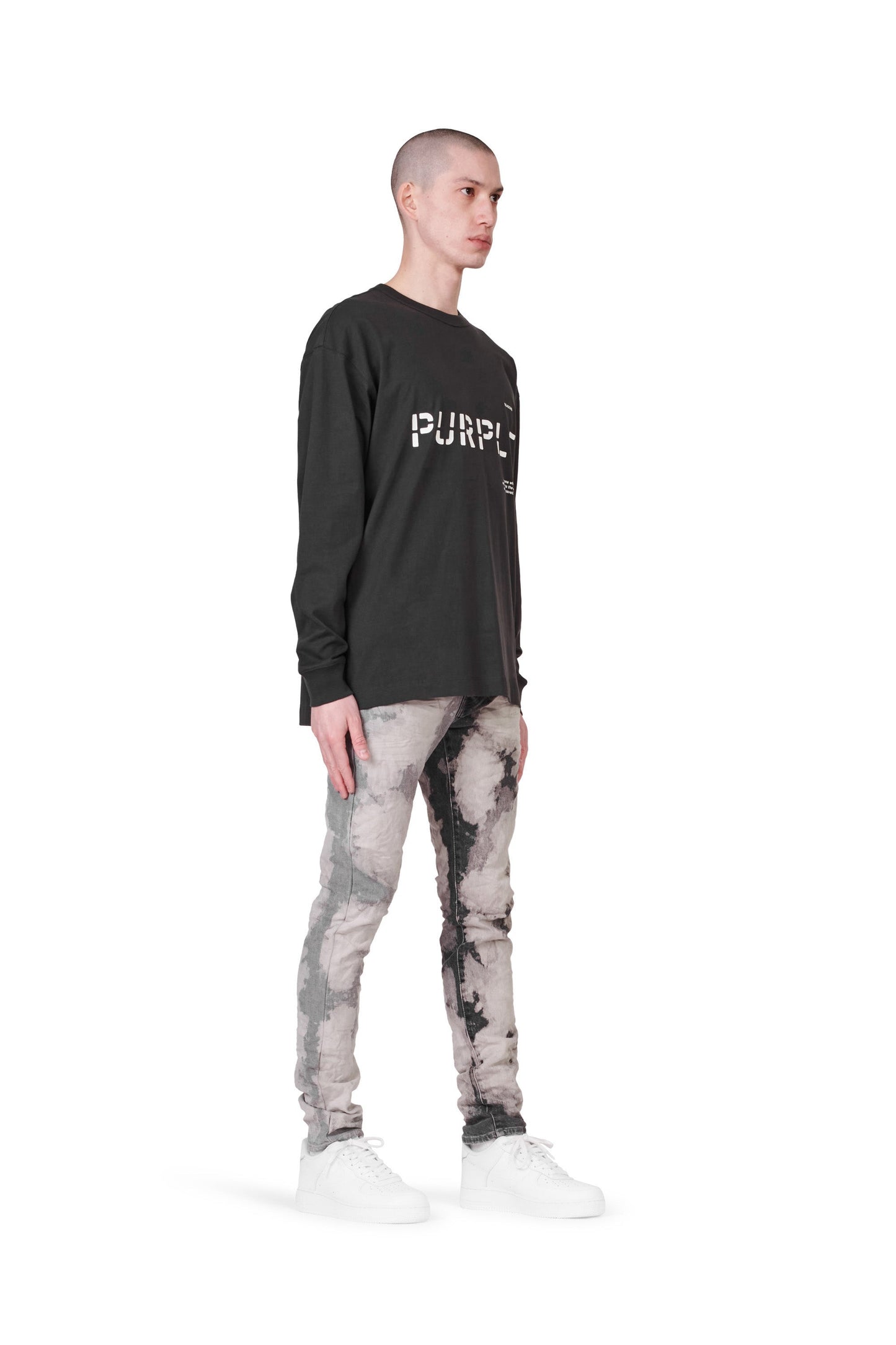 P001 LOW RISE SKINNY JEAN - Two Tone Bleach Grey