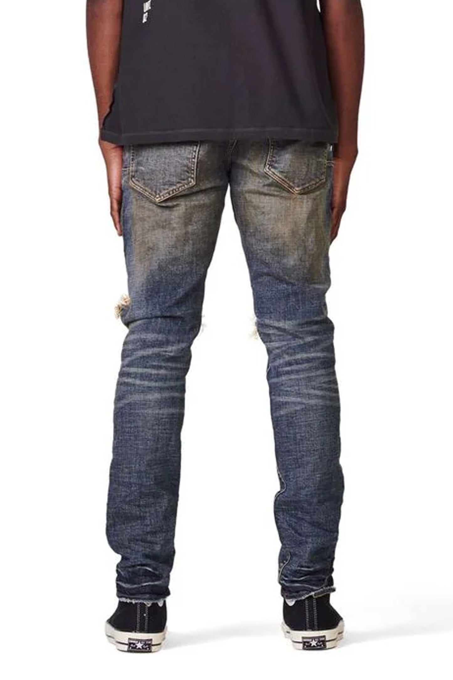 P002 MID RISE SLIM JEAN - Dirty Indigo Blowout