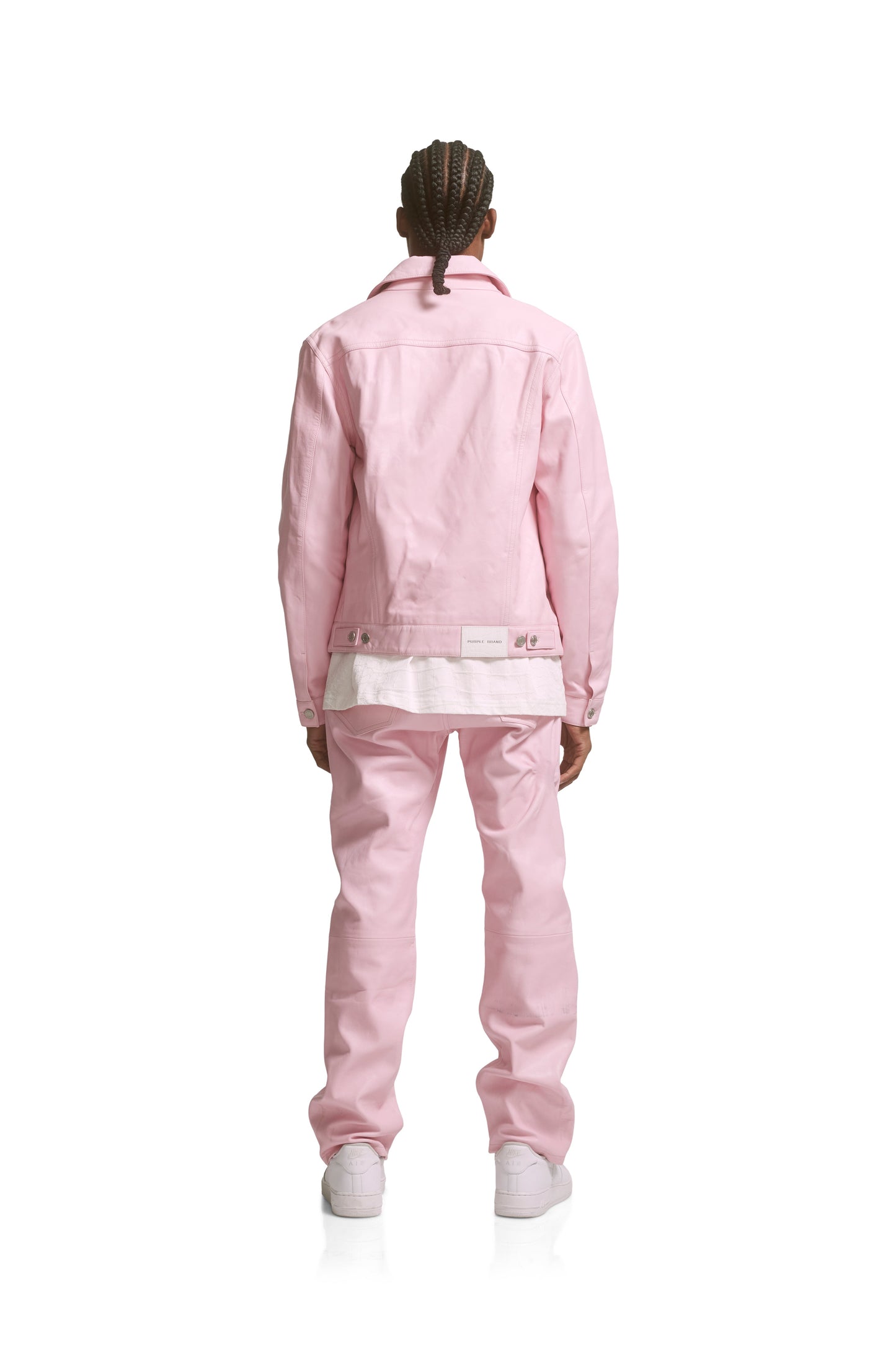 P028 LEATHER TRUCKER JACKET - Cherry Blossom