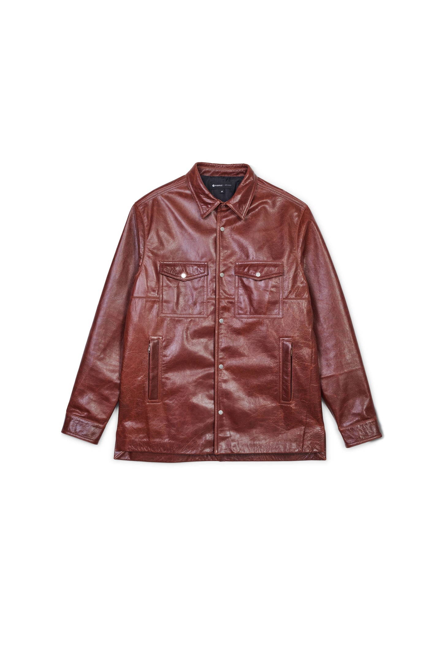 P327 LONG SLEEVE SHIRT JACKET - Shiny Leather Cathay Spice