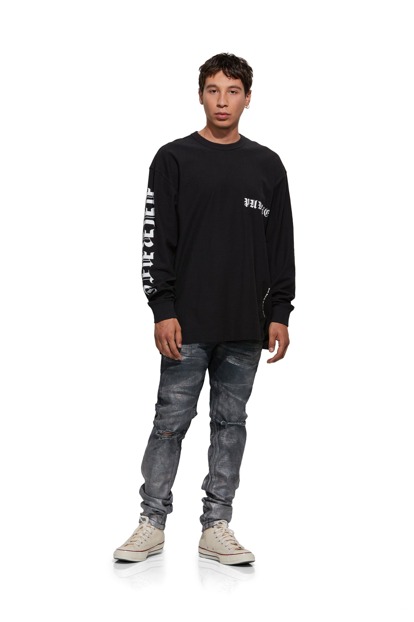 P001 LOW RISE SKINNY JEAN - Anthracite Hickory Overdye W Iridescent Foil