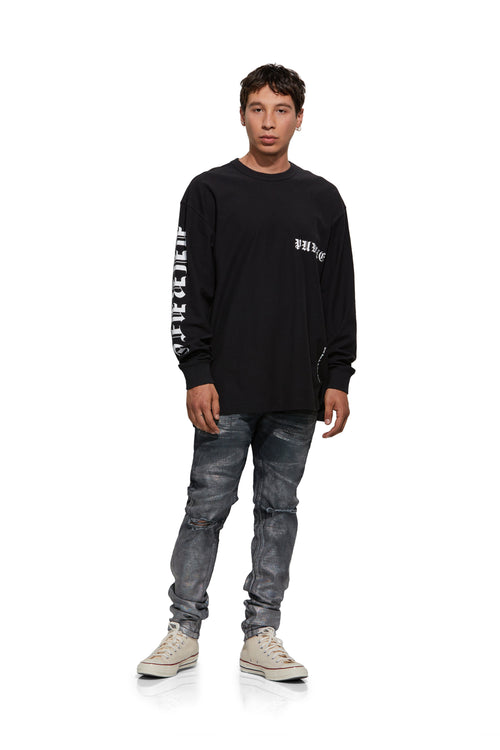 P001 LOW RISE SKINNY JEAN - Anthracite Hickory Overdye W Iridescent Foil