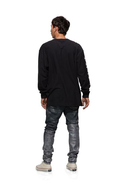 P001 LOW RISE SKINNY JEAN - Anthracite Hickory Overdye W Iridescent Foil
