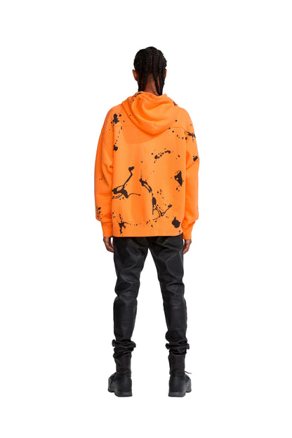 P420 OVERSIZED HOODIE - Black Paint on Neon Orange
