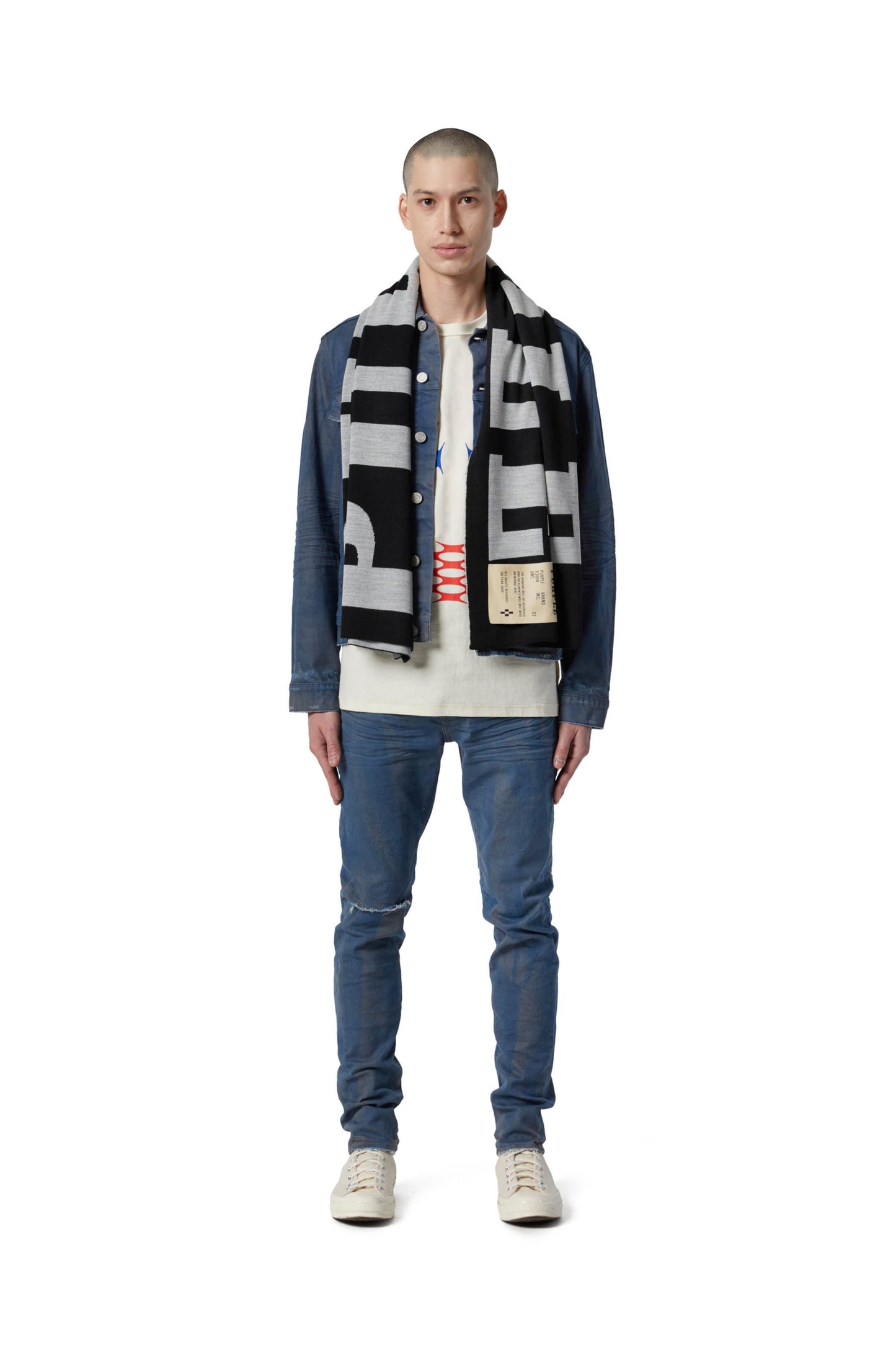 P905 SCARF - Exclusive Greyscale Oversized Logo