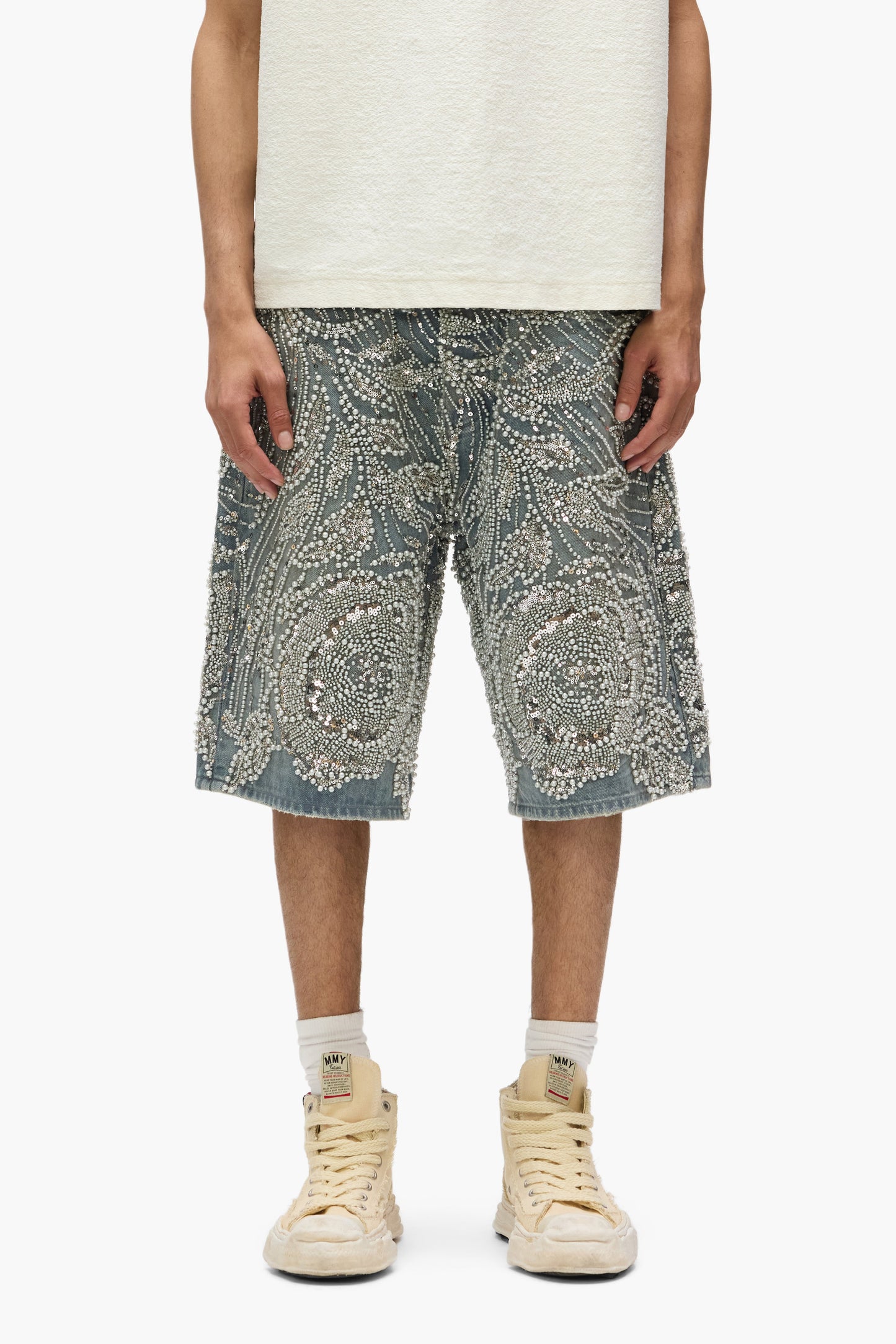 P070 Hand Beaded & Crystal Embellished Short