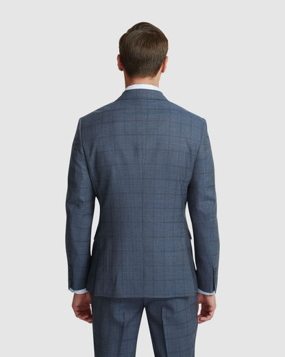 Byron Wool Check Suit Jacket Peak Lapel
