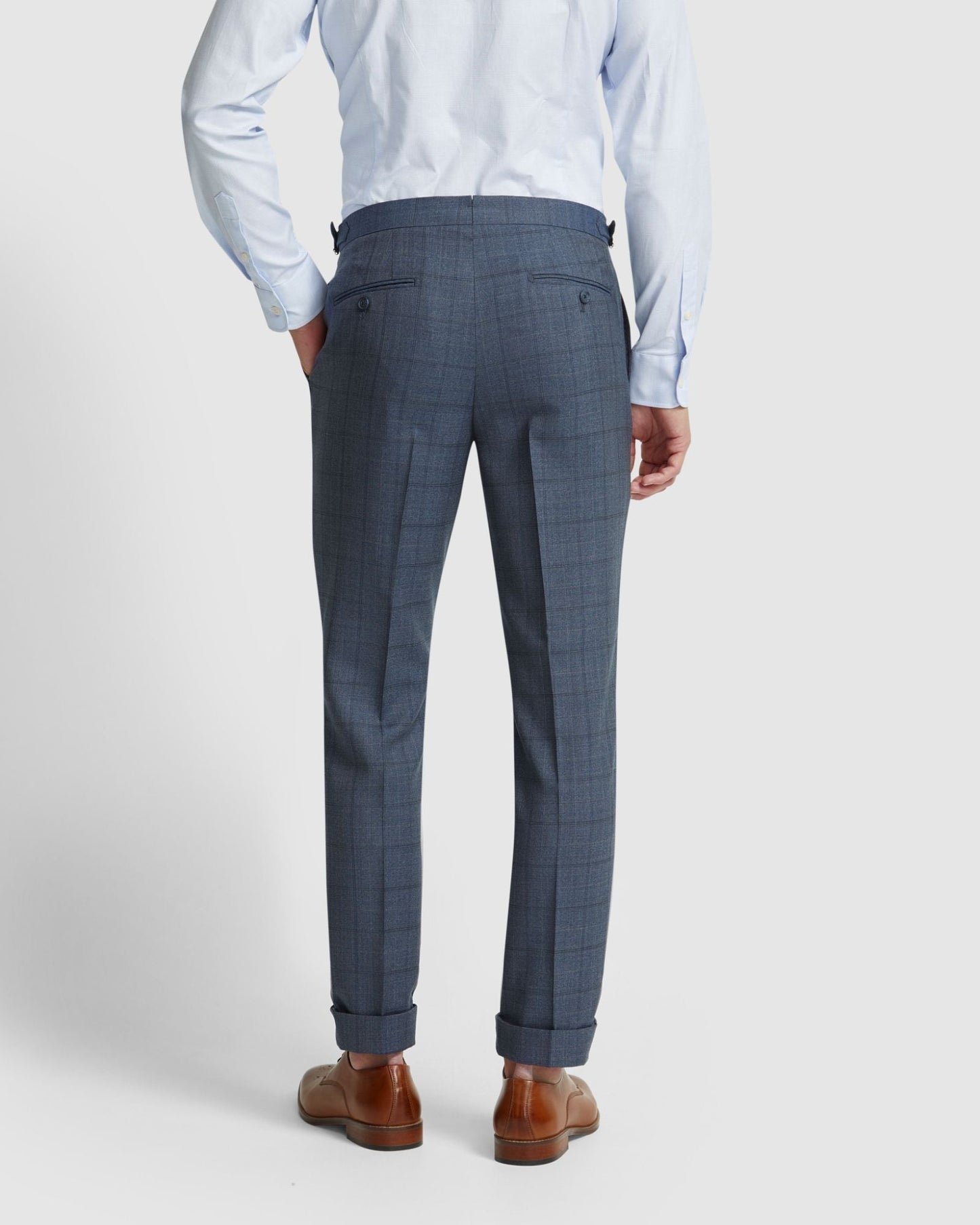 Byron Wool Check Suit Trousers Side Tab