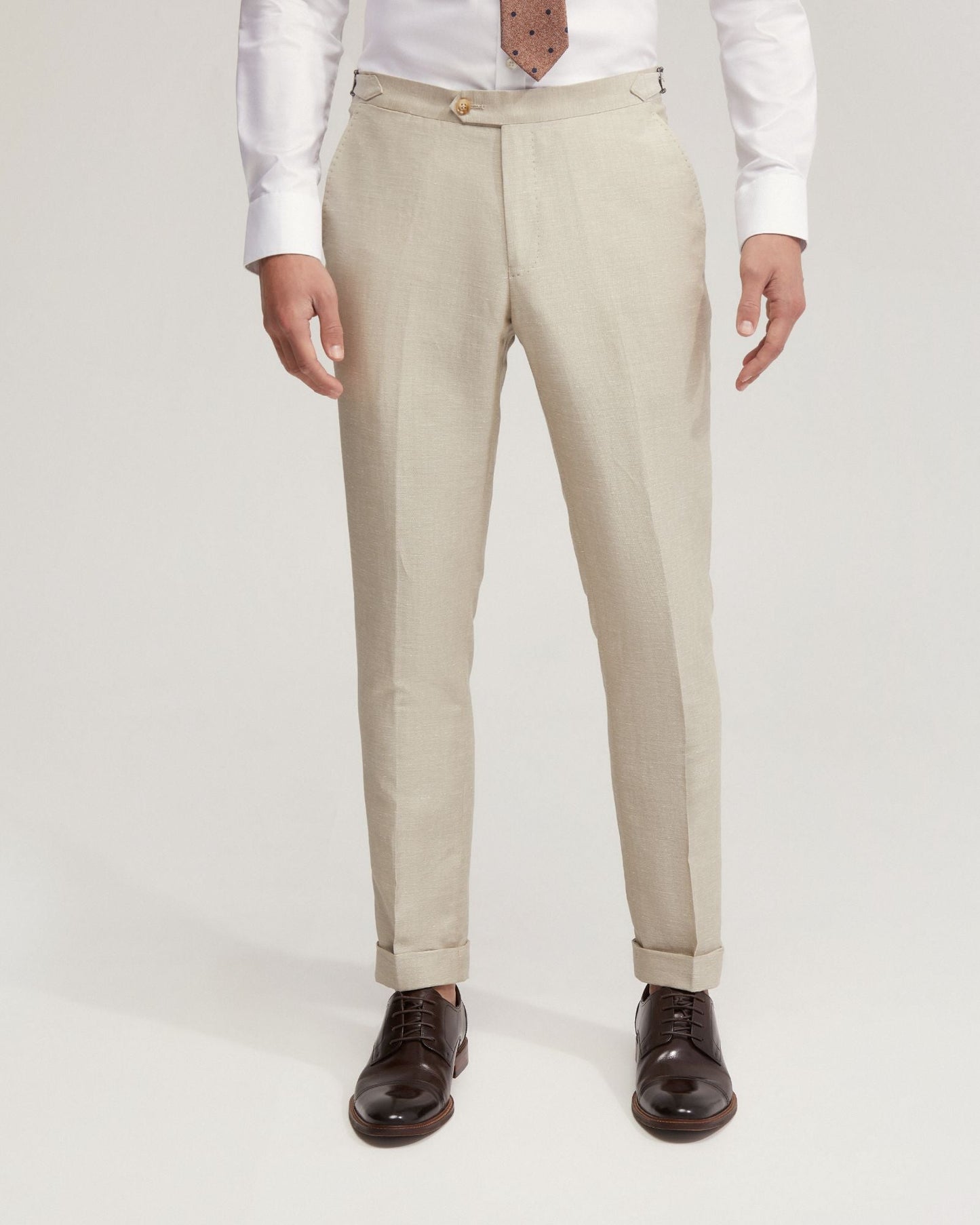 Byron Wool Linen Cuffed Suit Trousers